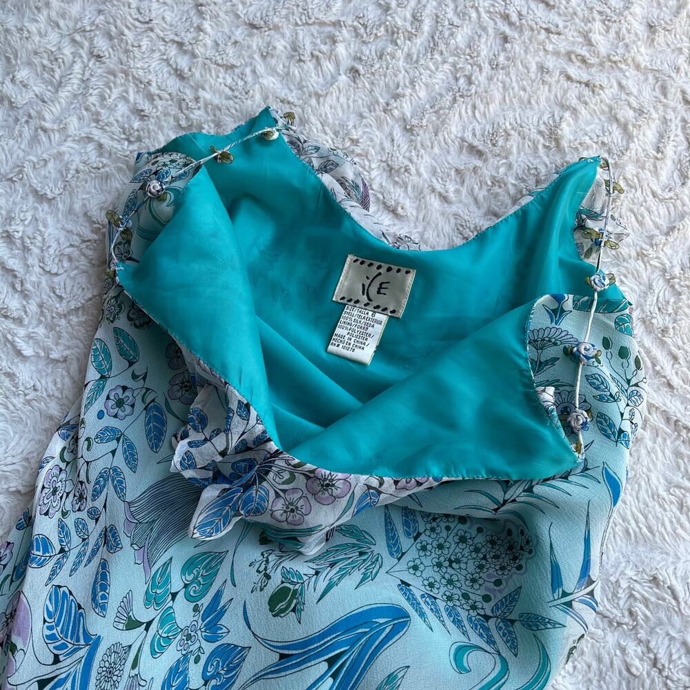 ICE silk floral fairy slip dress rosette straps ruffle asymmetrical vintage Y2K‎ - Picture 7 of 16